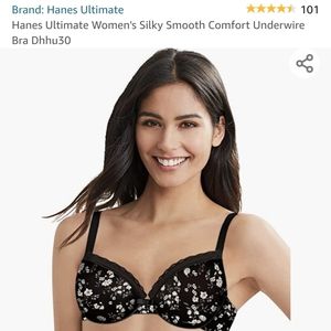 Hanes Ultimate Silky Smooth Comfort Underwire Bra 36C